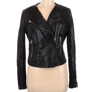 BLANKNYC Vegan Leather Black Moto Jacket with Metal Hardware| Size Small